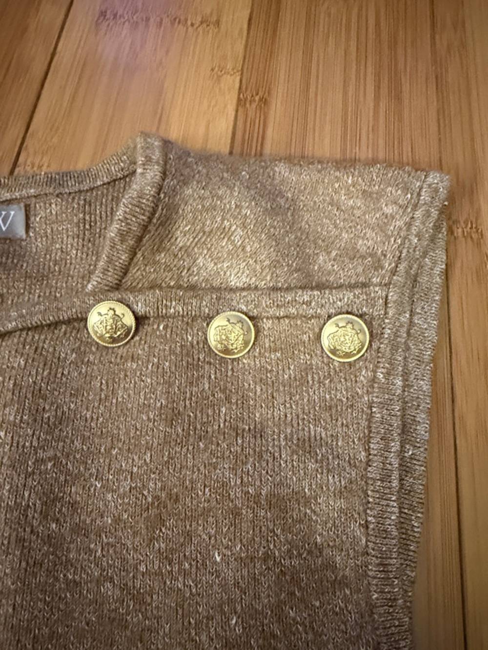 J. Crew Metallic Bronze Sleeveless Knit Top with Gold Buttons - Picture 4 of 4